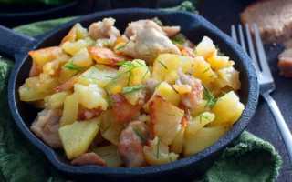 Курица с картошкой на сковороде тушеная, жареная. Рецепт с фото пошагово